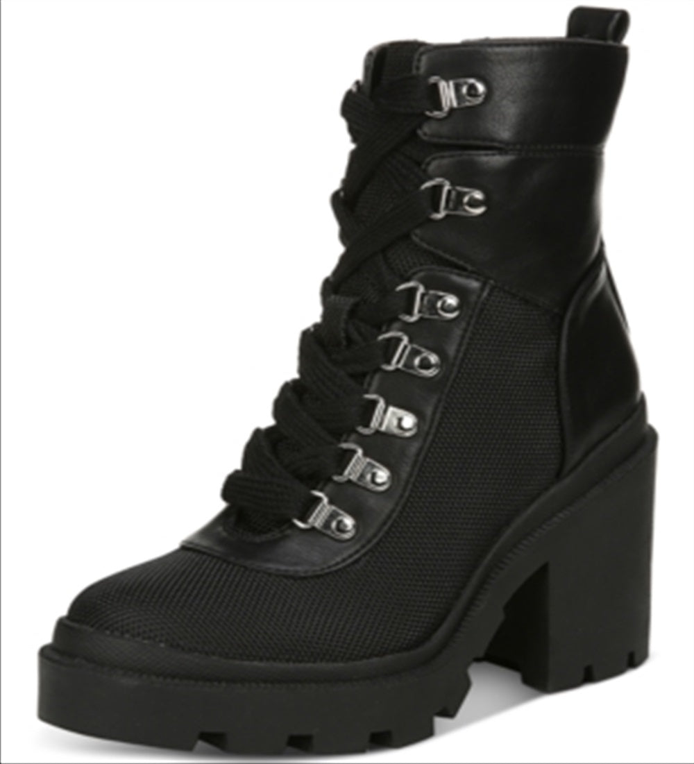 Botas de combate femininas Sam Edelman Lambert, pretas, tamanho 5,5 m