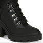 Botas de combate femininas Sam Edelman Lambert, pretas, tamanho 5,5 m