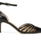 Franco Sarto Sapatos Femininos de Couro com Tira no Tornozelo e Salto Gatinho e Fivela, Preto, Tamanho 7,5 M