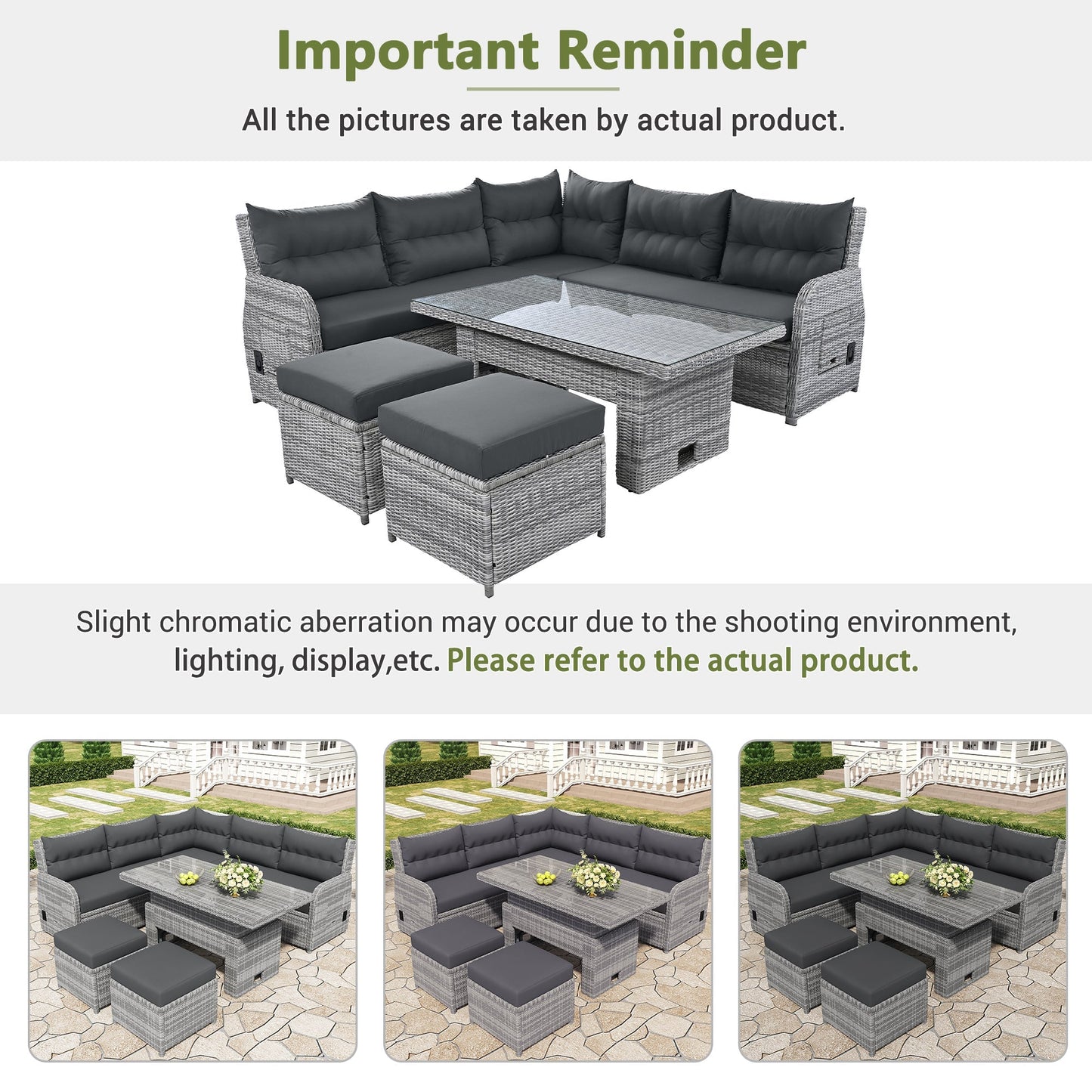 Outdoor Furniture Set Patio Rattan with Recliners and Tables