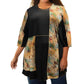 On The Plus Side - Print Block 3/4 Sleeve Tunic - Plus