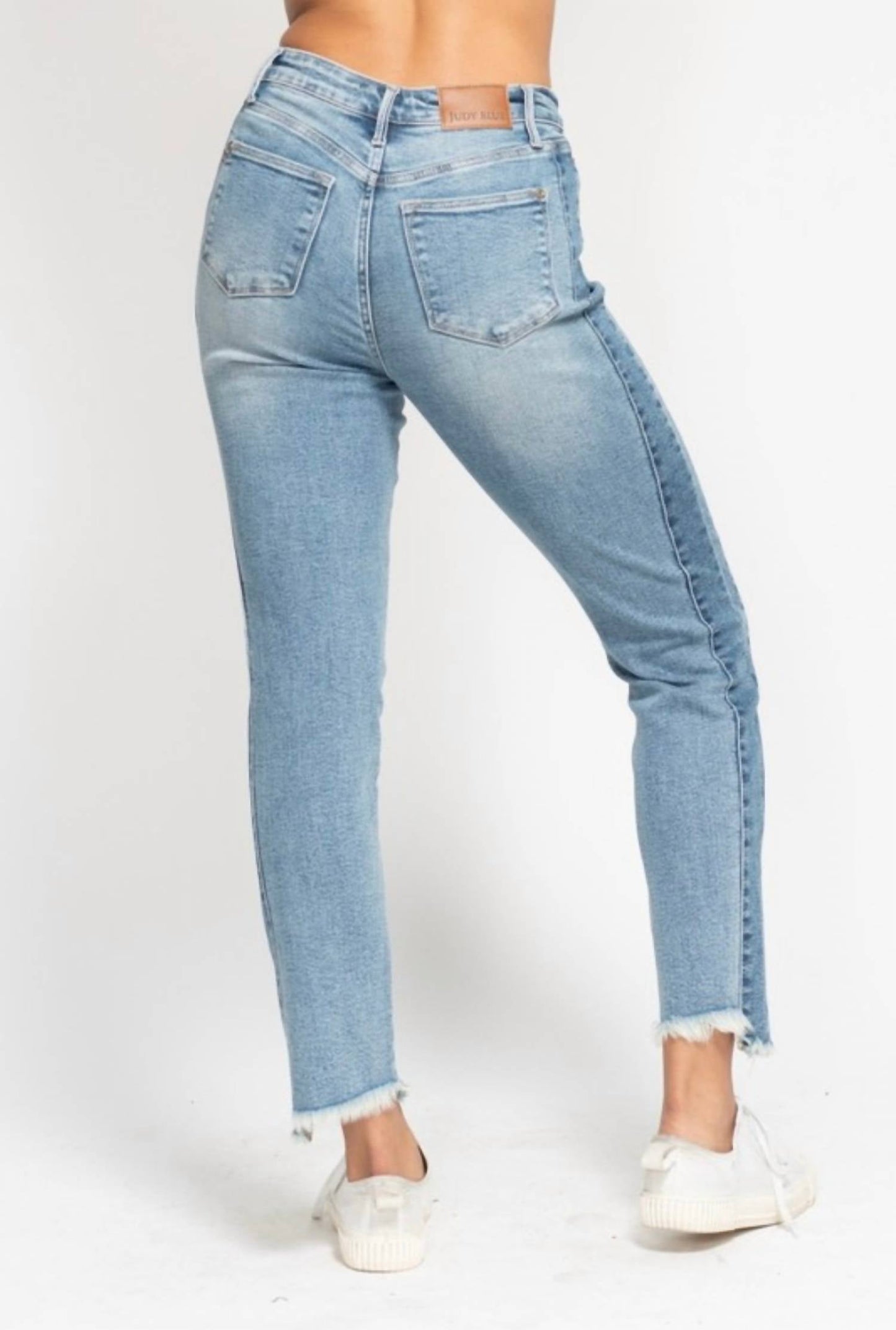 Judy Blue - Side Panel Fray Hem Cropped Jeans