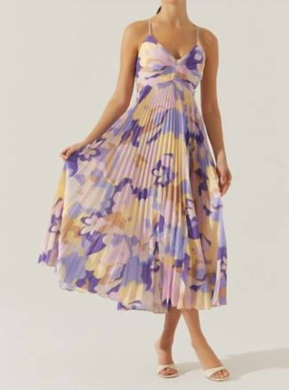 Astr - Vestido midi plissado floral Blythe