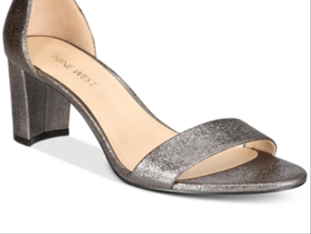 Sandália feminina Nine West Pruce com tira no tornozelo, cinza, tamanho 7,5 M