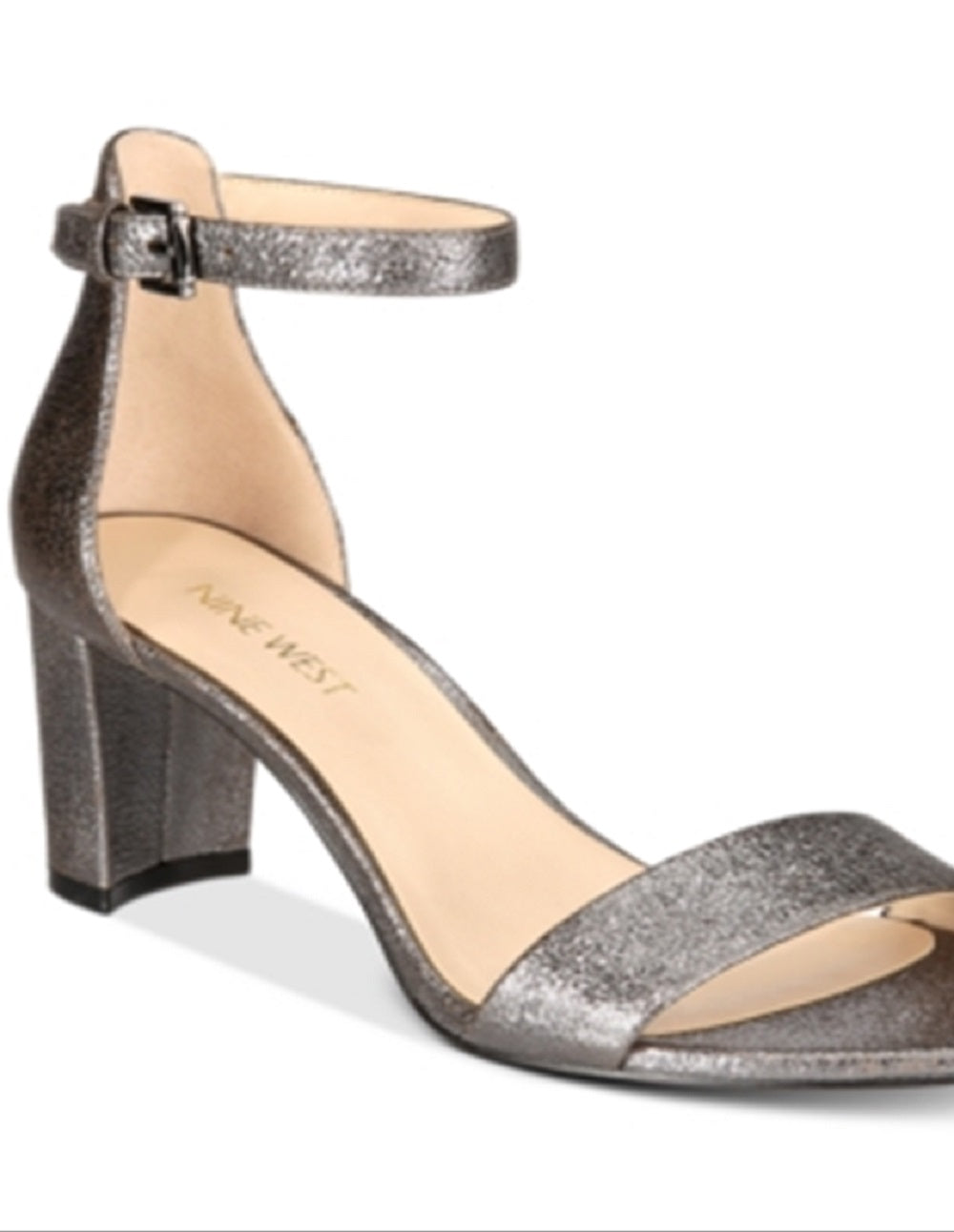 Sandália feminina Nine West Pruce com tira no tornozelo, cinza, tamanho 7,5 M