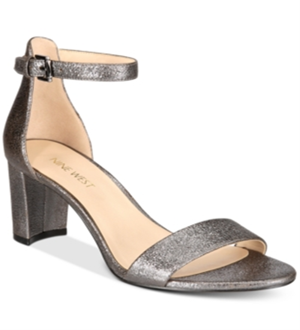 Sandália feminina Nine West Pruce com tira no tornozelo, cinza, tamanho 7,5 M