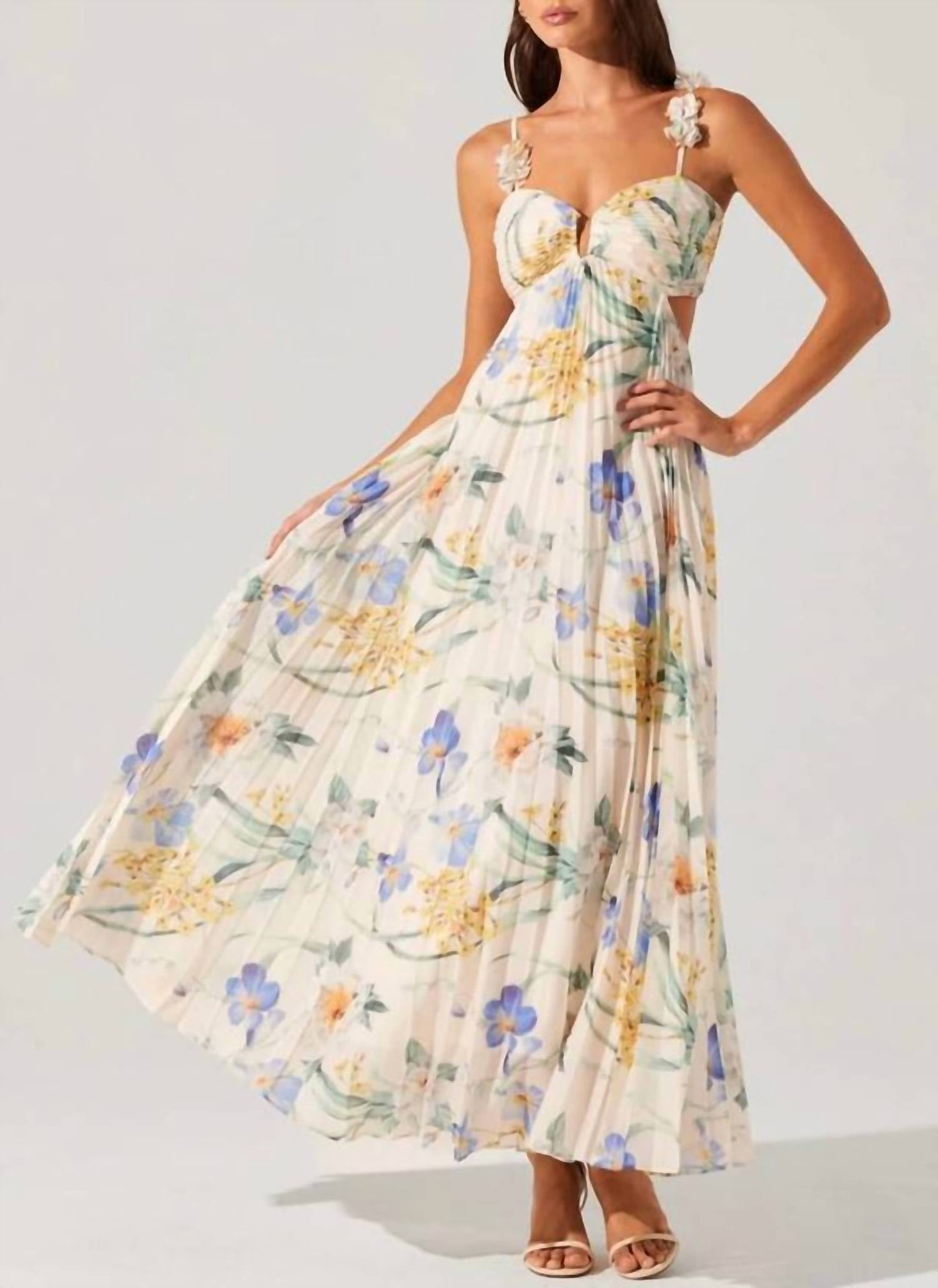Astr - Women's Emese Floral Pleated Maxi Dress
