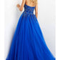 Jovani - Beaded Bodice Strapless Gown
