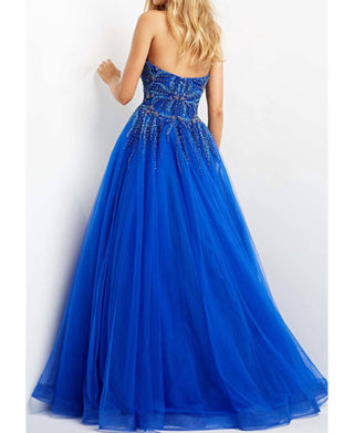 Jovani - Vestido sem alças com corpete e contas
