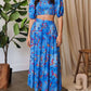 Trendsi - Davi & Dani Printed Smocking Waistband Ruffled Maxi Skirt