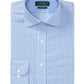 Camisa social listrada clássica Ralph Lauren masculina, tamanho 16,5, com ajuste regular e elástico, que não passa a ferro