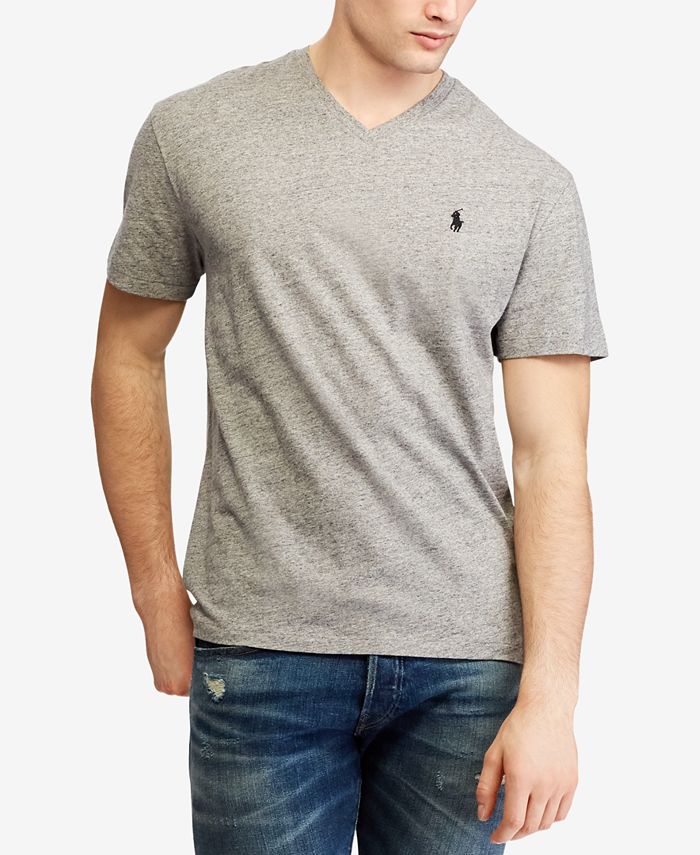 Camiseta Polo Ralph Lauren Masculina Gola V Cinza Tamanho Médio