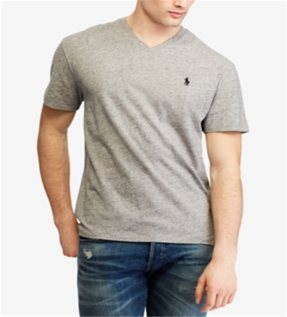 Camiseta Polo Ralph Lauren Masculina Gola V Cinza Tamanho Médio