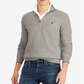 Polo Ralph Lauren Suéter Masculino de Algodão com Meio Zíper e Ajuste Clássico Cinza Tamanho P