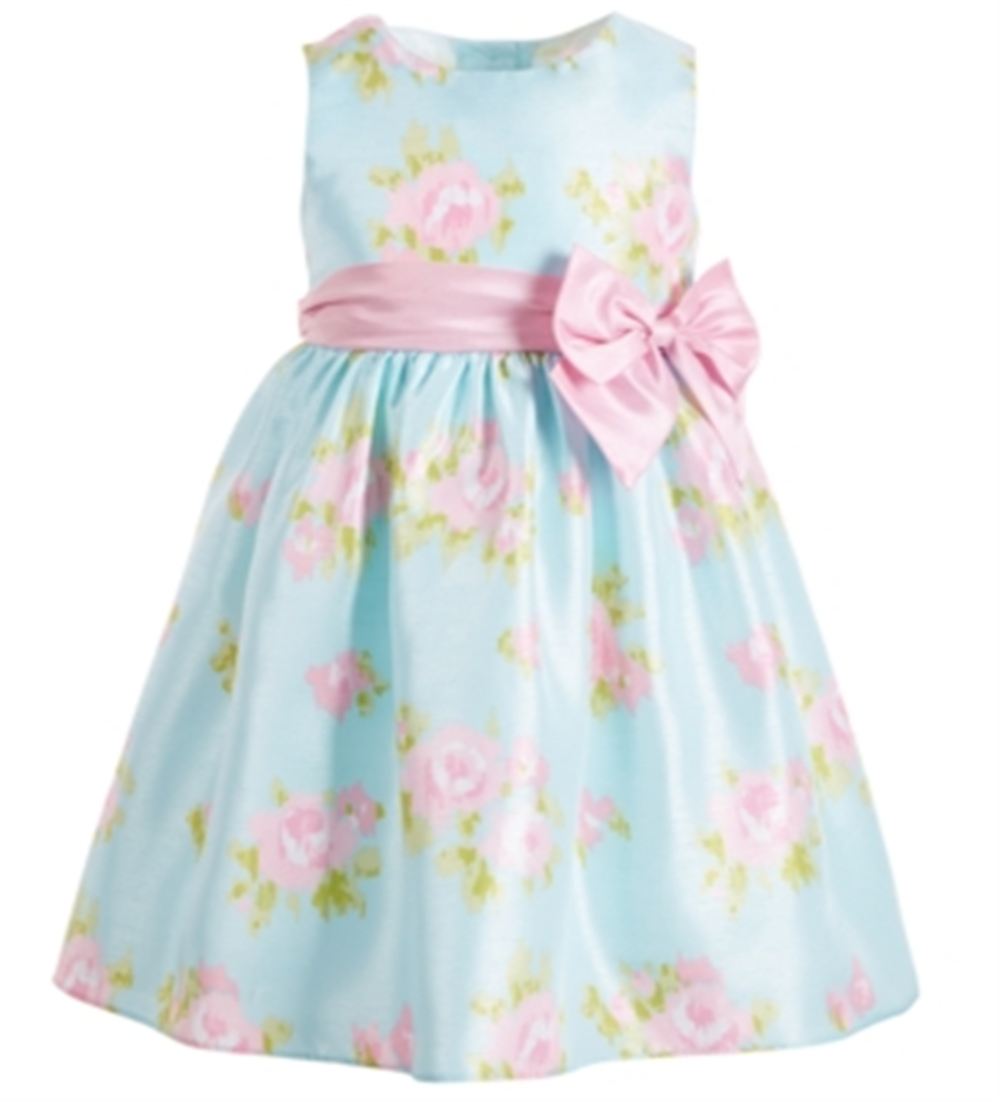 Vestido floral Shantung azul Good Lad para meninas, tamanho 4