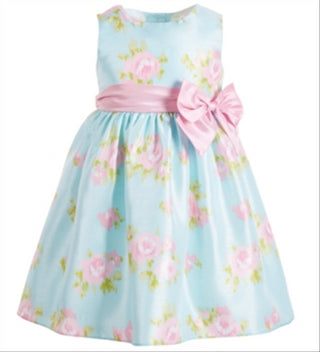 Vestido floral Shantung azul Good Lad para meninas, tamanho 4