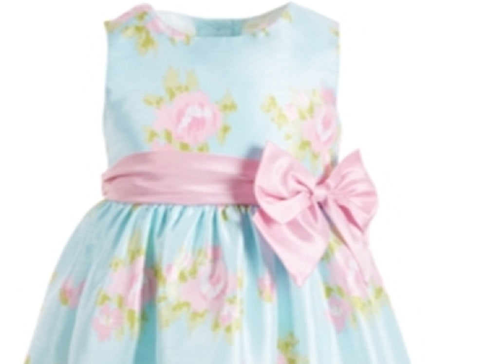 Vestido floral Shantung azul Good Lad para meninas, tamanho 4
