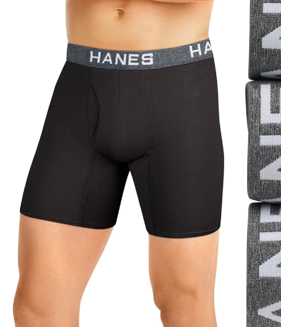 Cuecas boxer elásticas com absorção de umidade Hanes Men's Ultimate Comfortflex Fit, pacote com 4, pretas, tamanho médio