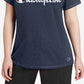 Camiseta feminina Champion com logotipo, azul, tamanho 1X