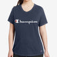 Camiseta feminina Champion com logotipo, azul, tamanho 1X