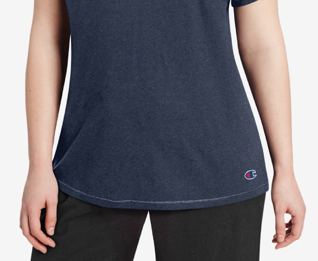 Camiseta feminina Champion com logotipo, azul, tamanho 3X