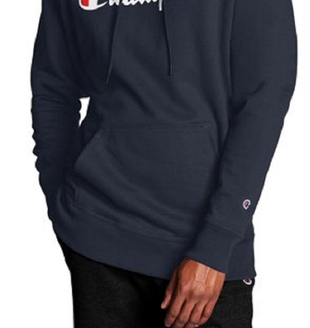 Moletom com capuz Champion masculino com logotipo Script Powerblend, azul, tamanho médio