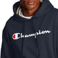 Moletom com capuz Champion masculino com logotipo Script Powerblend, azul, tamanho grande