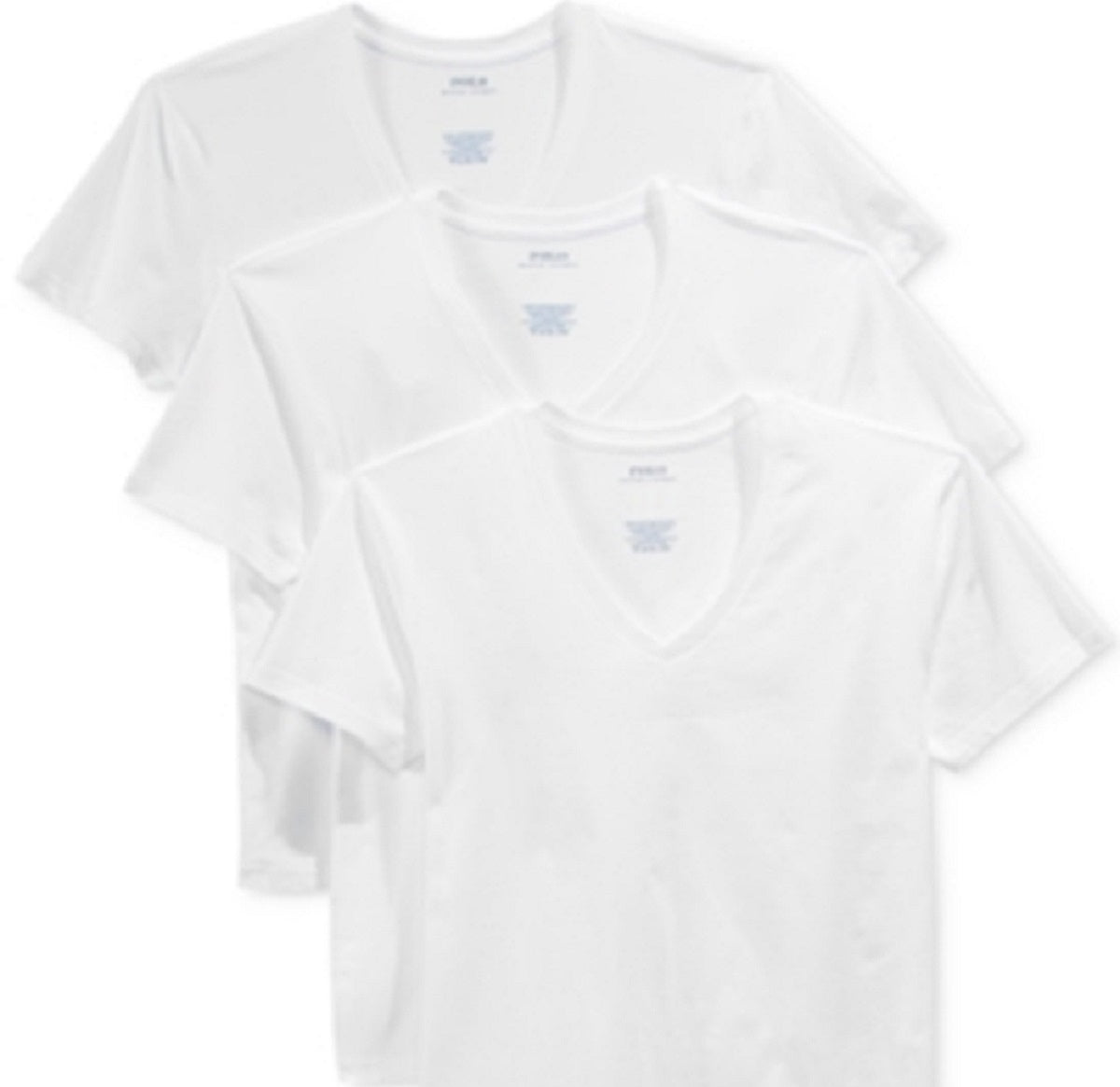 Polo Ralph Lauren Masculino - Pacote com 3 Camisetas Gola V Brancas Tamanho Grande