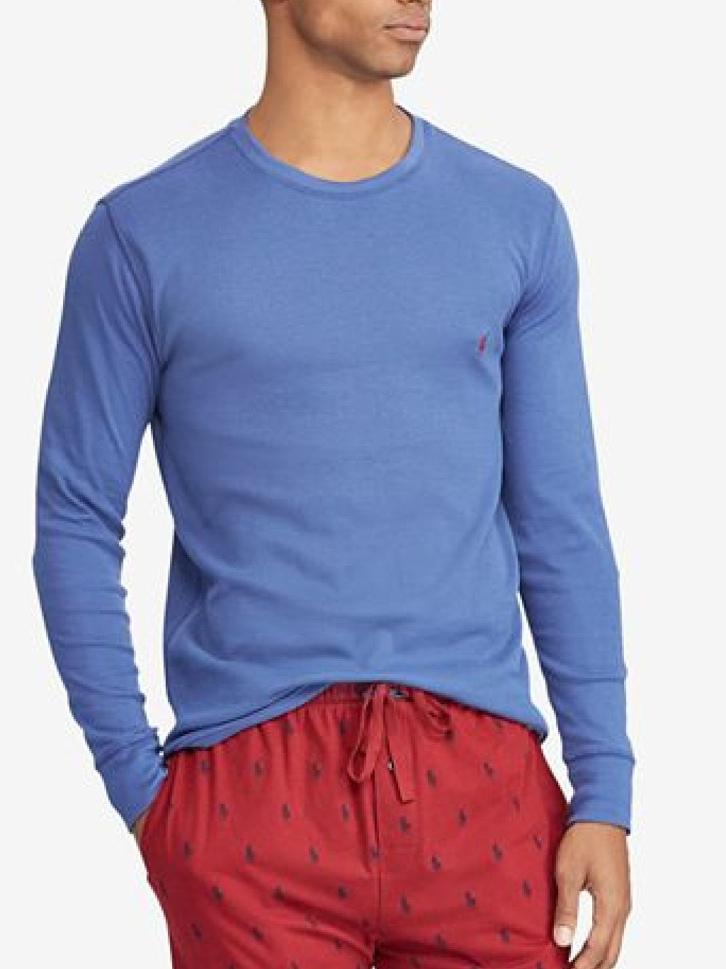 Camisa de dormir masculina Polo Ralph Lauren em malha waffle, azul, tamanho grande