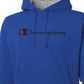 Moletom com capuz Champion masculino com logotipo Script Powerblend, azul, tamanho pequeno