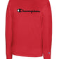 Camiseta masculina Champion com logotipo Script, manga comprida, vermelha, tamanho médio
