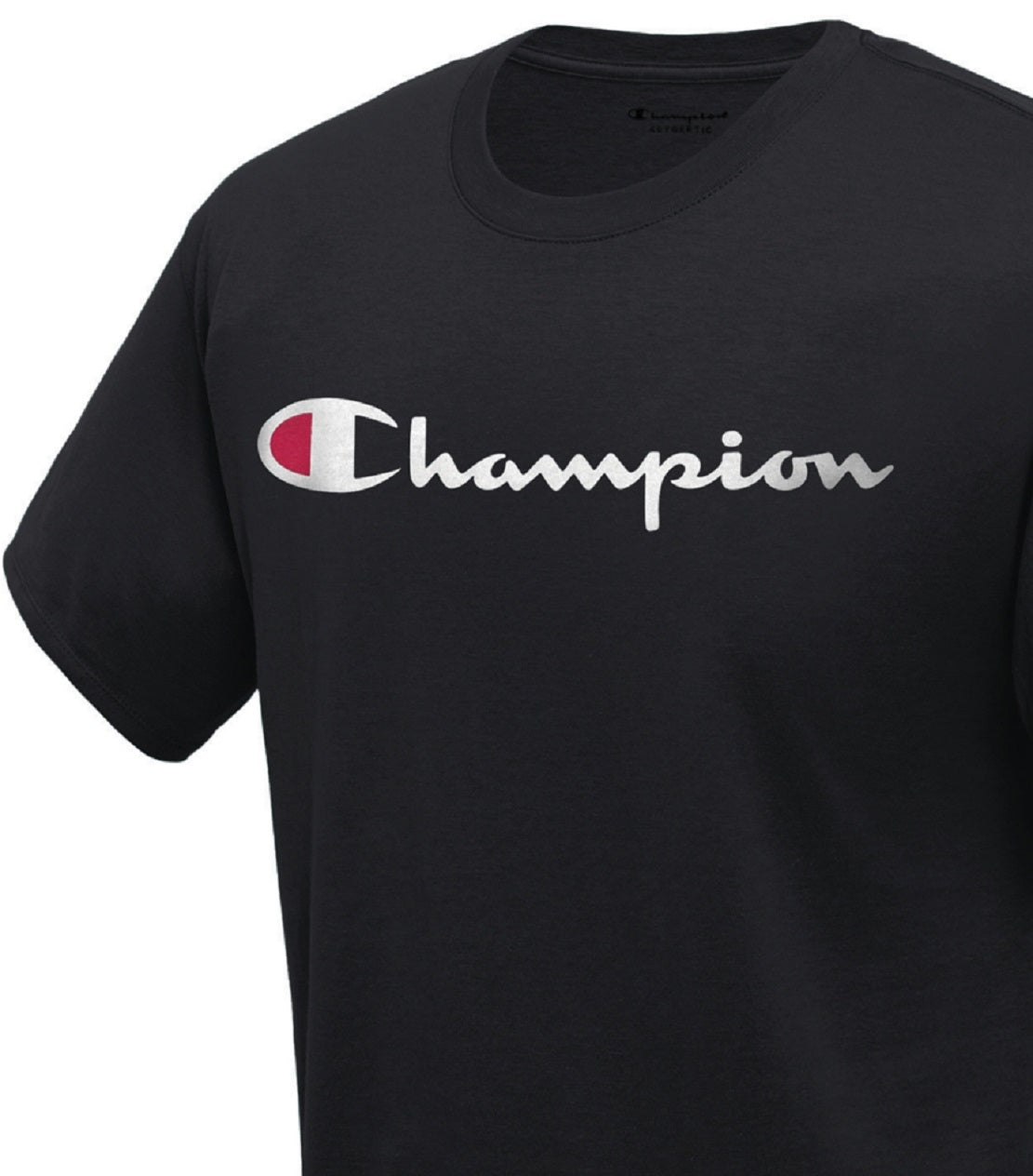 Camiseta Champion Masculina com Logotipo Script, Preta, Tamanho X-G