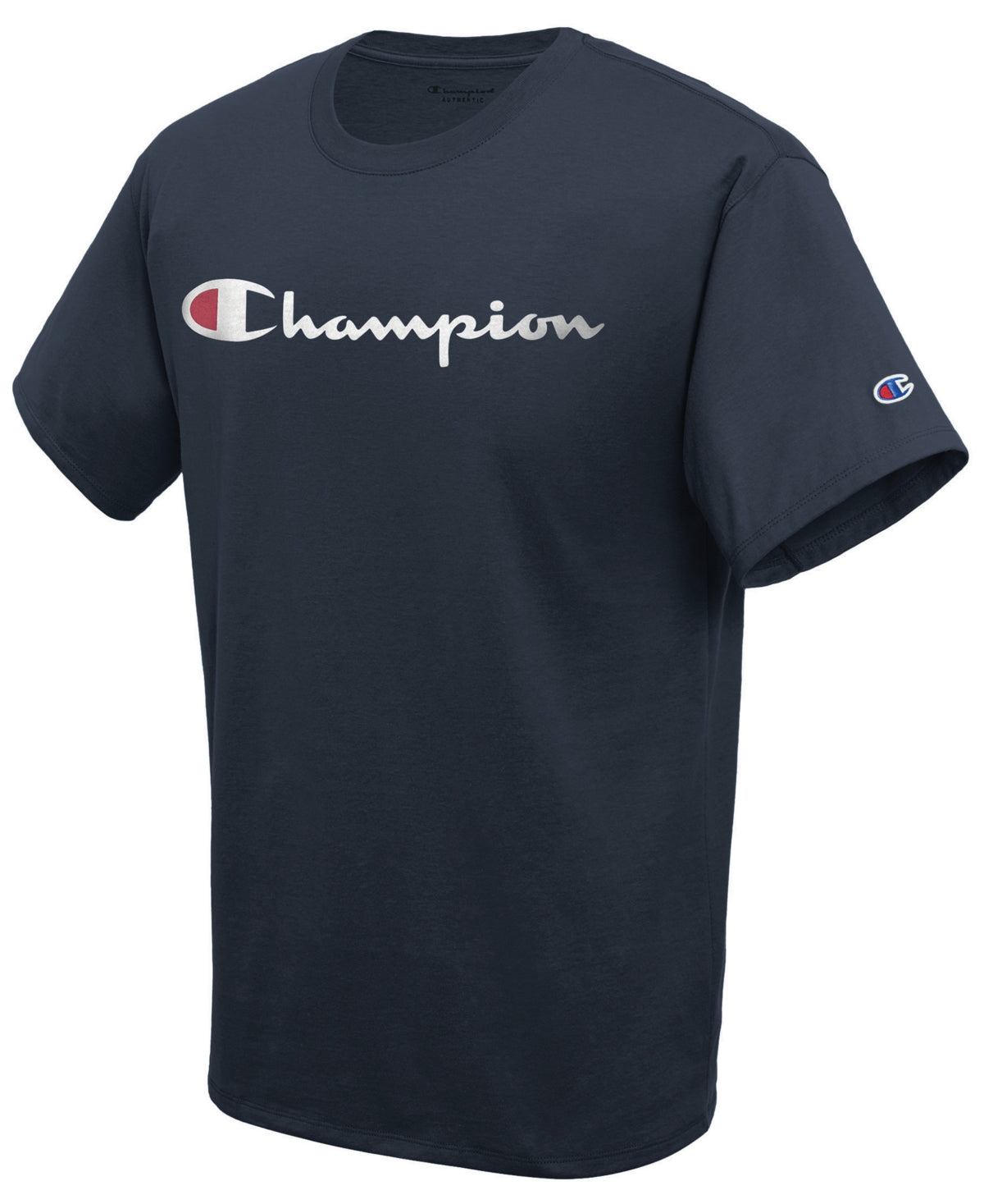 Camiseta Champion Masculina com Logotipo Script Azul Tamanho XX-G