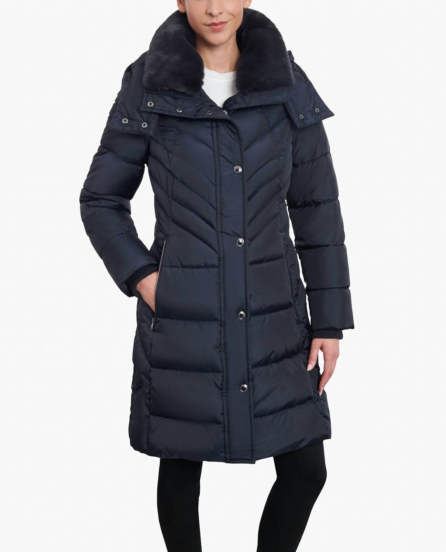 London Fog - Plus Size Zip-front Hooded Heavy Weight Puffer Jacket