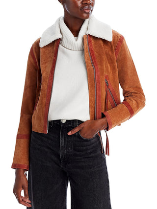 Jaqueta de couro com gola de pele sintética Blanknyc marrom