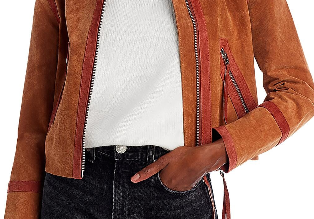 Jaqueta de couro com gola de pele sintética Blanknyc marrom