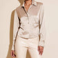 Fifteen Twenty - Tawnie Side-pleat Satin Shirt