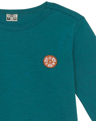 Bonton - Camiseta infantil de algodão orgânico de manga comprida