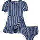 Habitual Kids Stripe Ruffle Dress, Size 18M in Indigo at