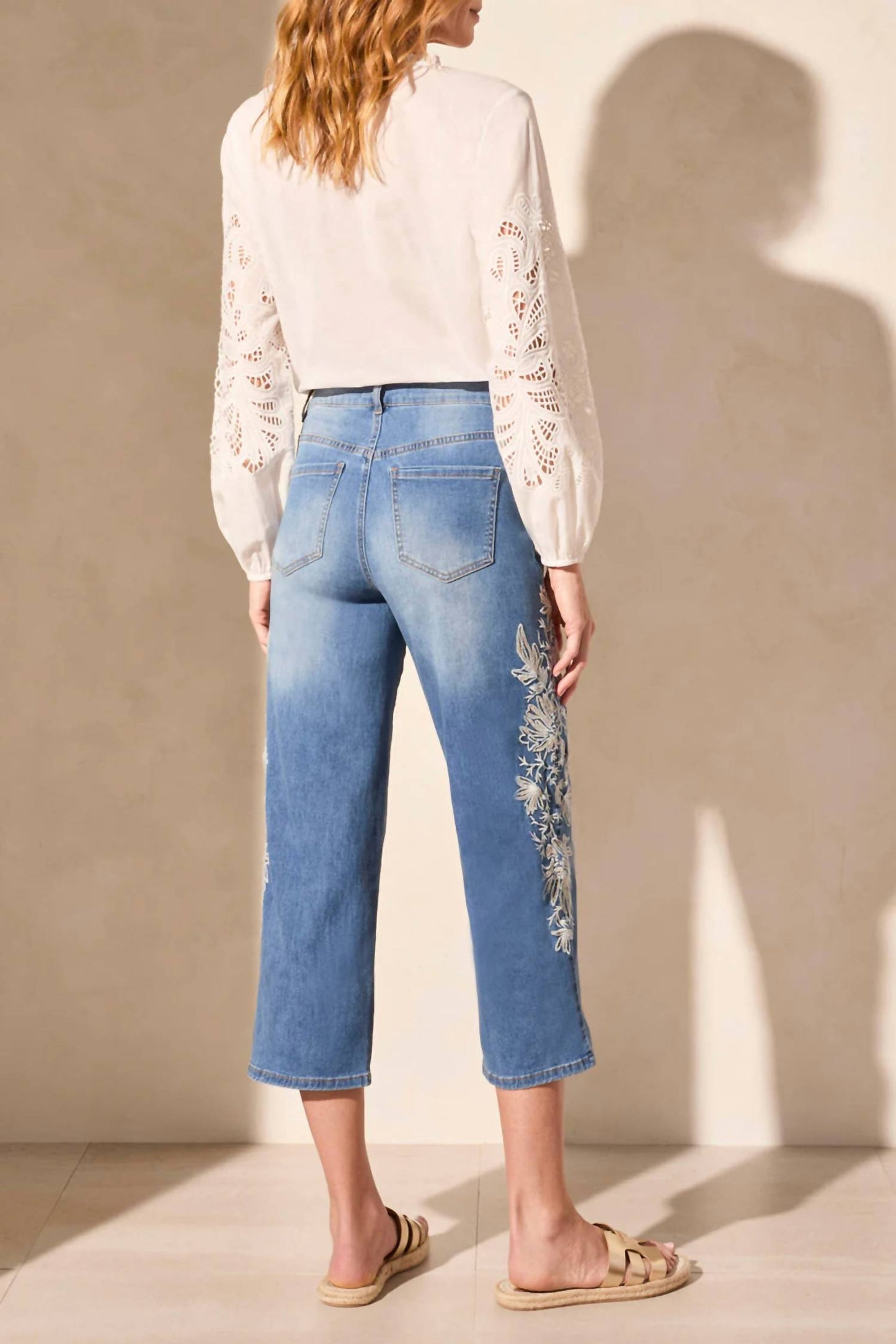Tribal - Audrey Girlfriend Crop Jeans With Embroidery