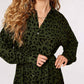 Apricot - Leopard Ruffle Hem Belted Waist Shirt Dress