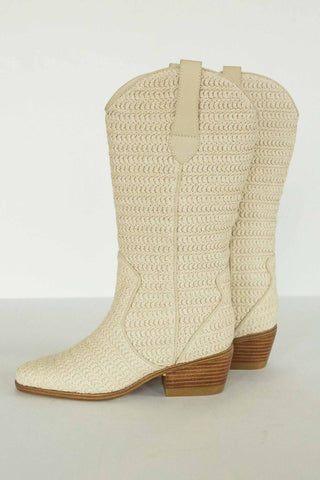 Mia Shoes - Botas Jenah de couro de ráfia femininas