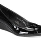 Sandália feminina Bandolino Peep Toe Wedge, preta, tamanho 5,5 M