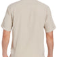 Camisa masculina Cubavera de manga curta com costura contrastante e painel, tamanho grande, marrom