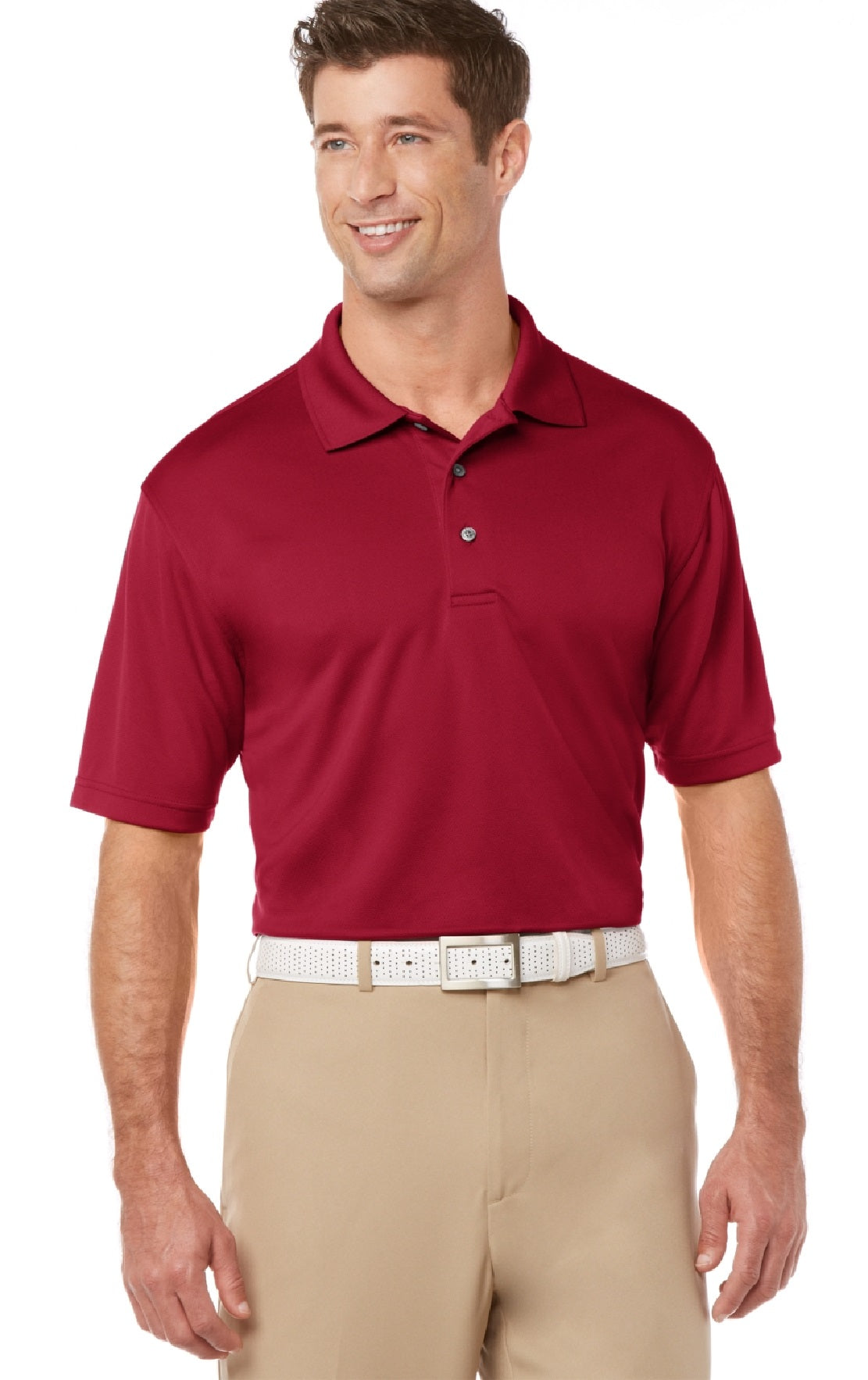 Camisa polo de golfe masculina Airflux Solid da PGA Tour, vermelha, tamanho XX-G