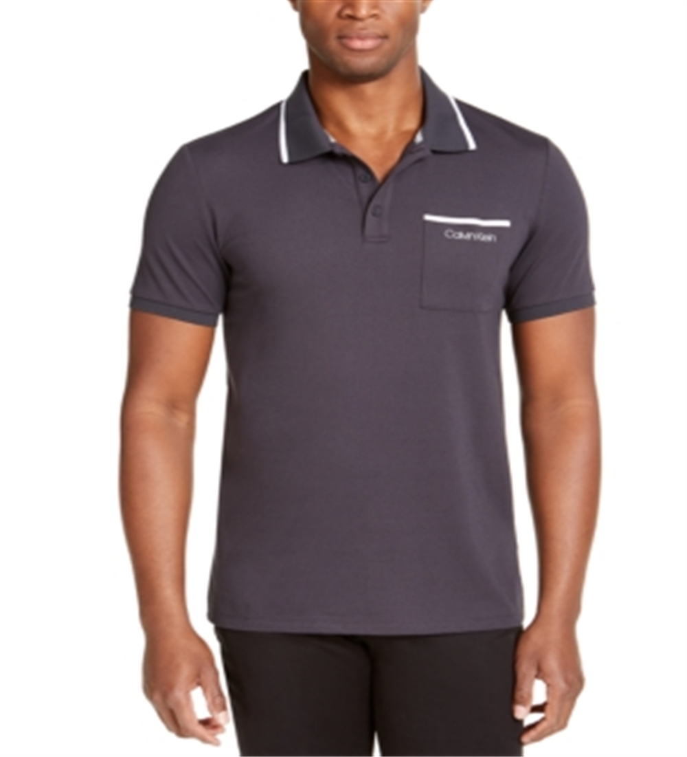 Camisa polo masculina Calvin Klein com ponta cinza tamanho extragrande