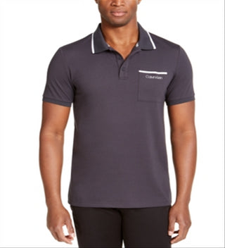 Calvin Klein Men's Tipped Polo Shirt Gray Size X-Large
