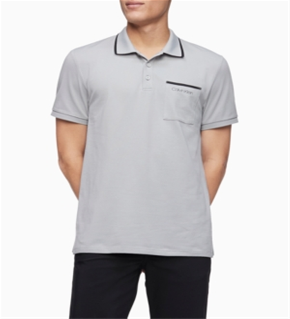 Camisa polo masculina Calvin Klein com ponta cinza, tamanho XXL