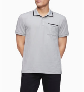 Calvin Klein Men's Tipped Polo Shirt Gray Size XXL
