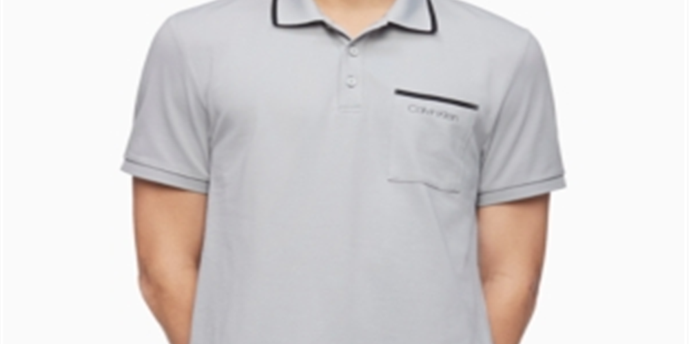Camisa polo masculina Calvin Klein com ponta cinza, tamanho XXL